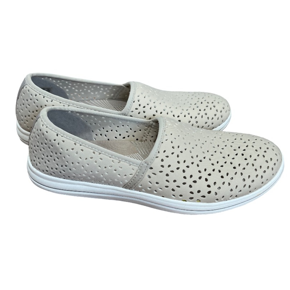 Clarks Cloudsteppers Women’s 8M Beige Canvas Comfort Slip‑On Shoes - Picture 2 of 6
